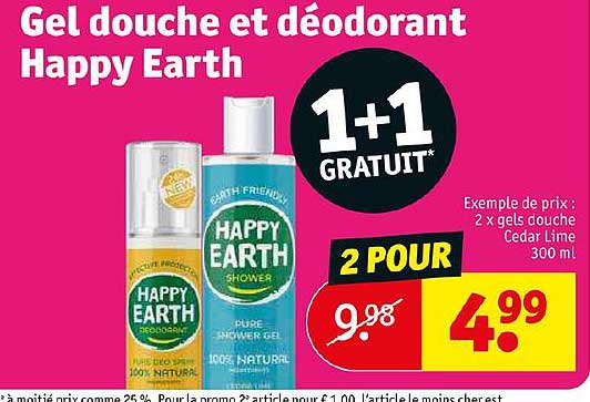 gel douche et déodorant happy earth