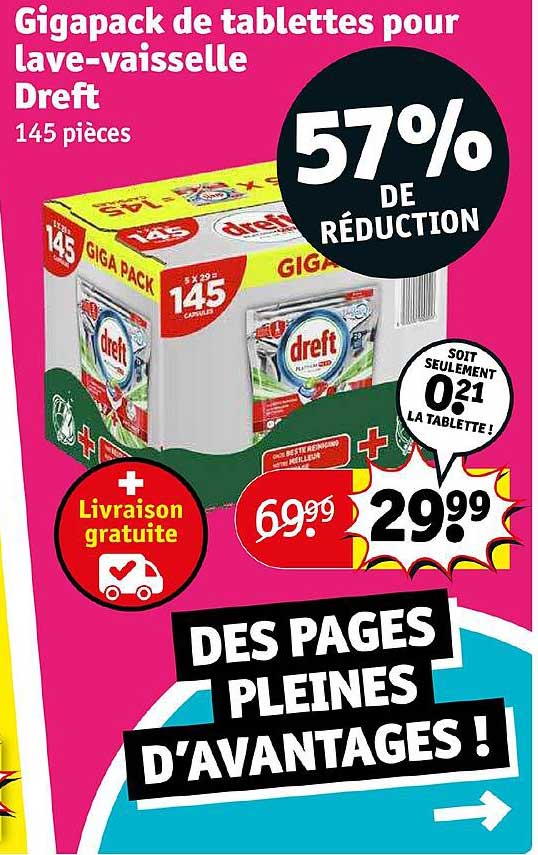 gigapack de tablettes pour lave-vaisselle dreft