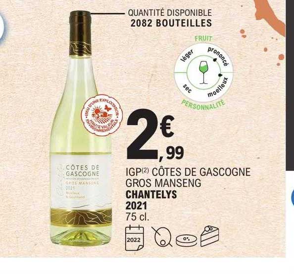 igp côtes de gascogne gros manseng chantelys 2021
