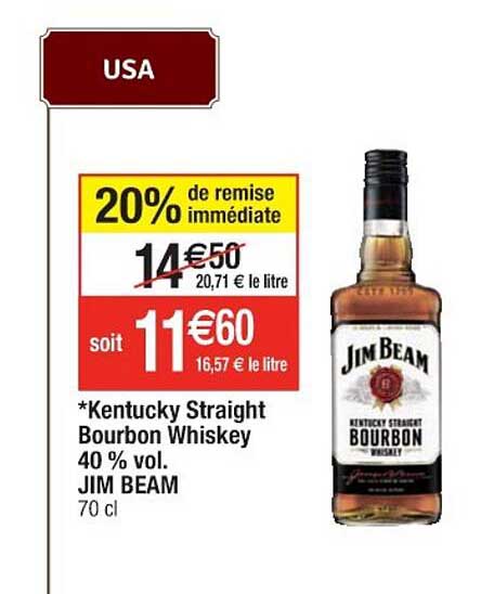 kentucky straight bourbon whiskey 40% vol. jim beam