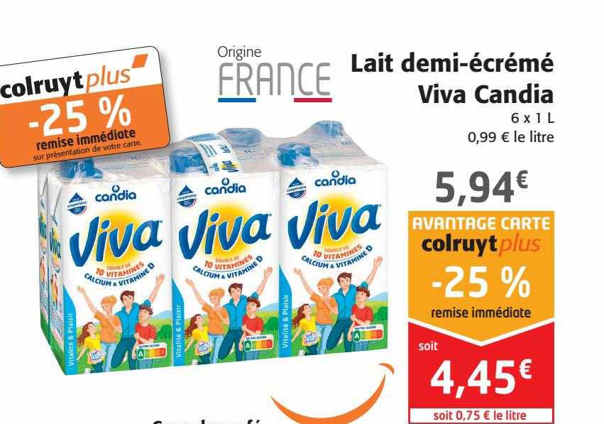 lait demi-écrémé viva candia
