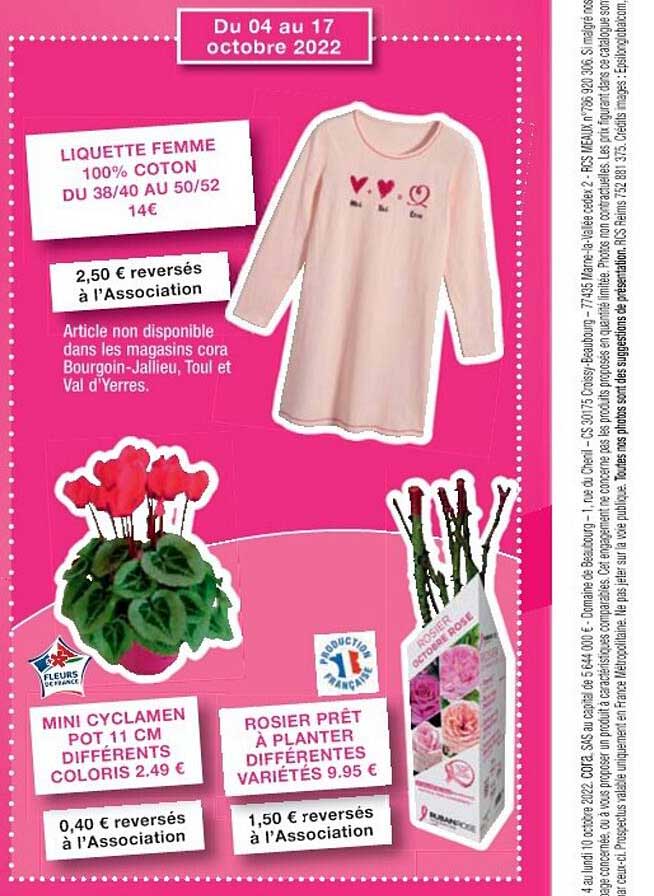 liquette femme 100% coton, mini cyclamen pot 11 cm différents coloris, rosier prêt à planter différentes variétés