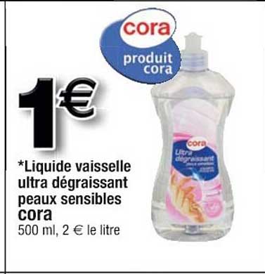 liquide vaisselle ultra dégraissant peaux sensibles cora