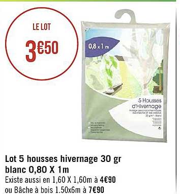 Lot 5 Housses Hivernage 30 Gr Blanc 0,80 X 1m