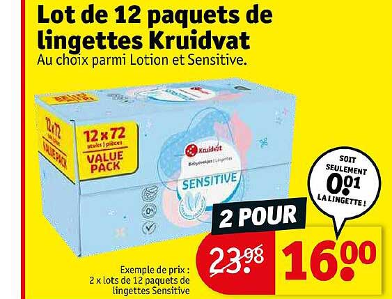 lot de 12 paquets de lingettes kruidvat