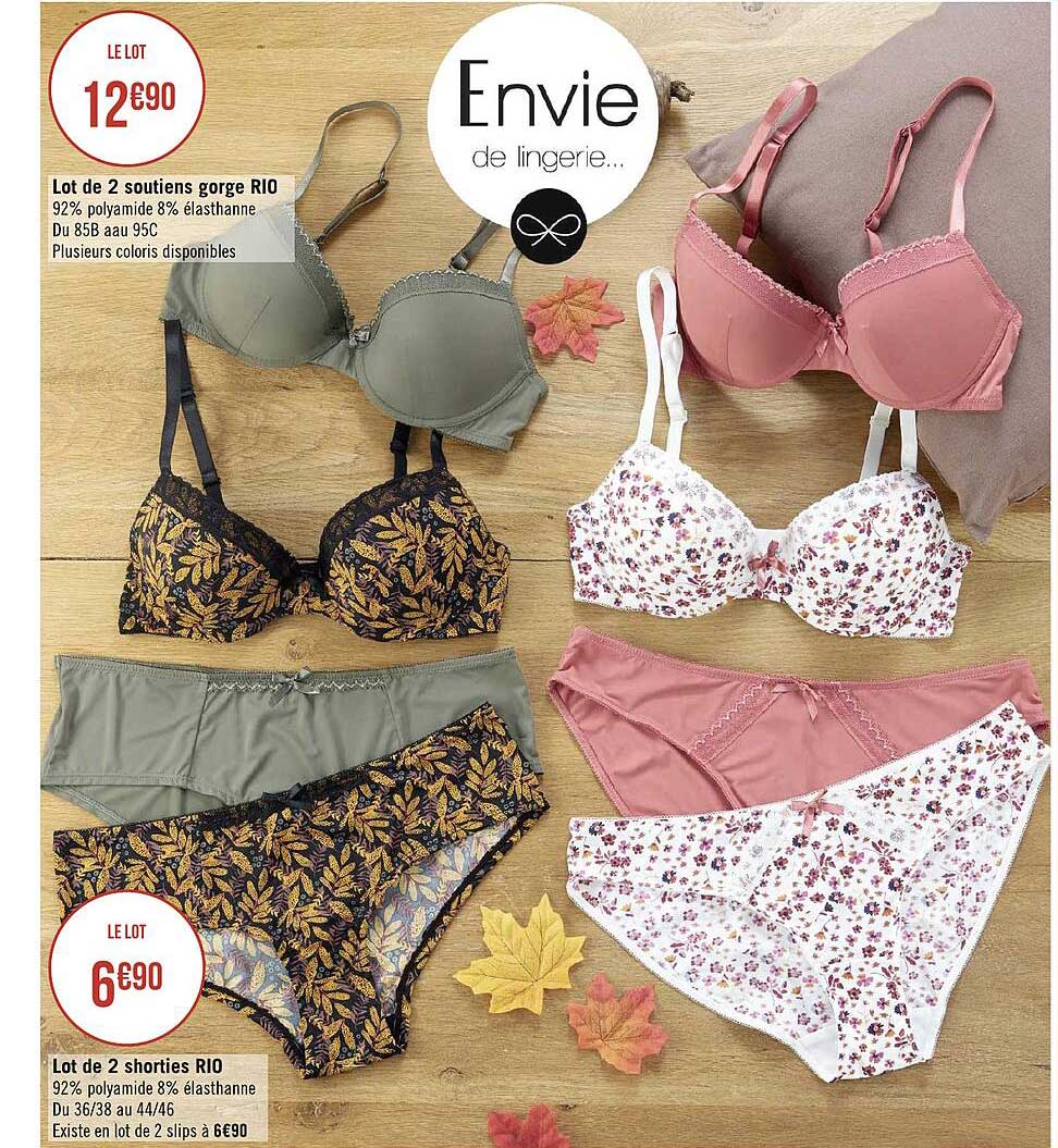 lot de 2 soutiens gorge rio, lot de 2 shorties rio