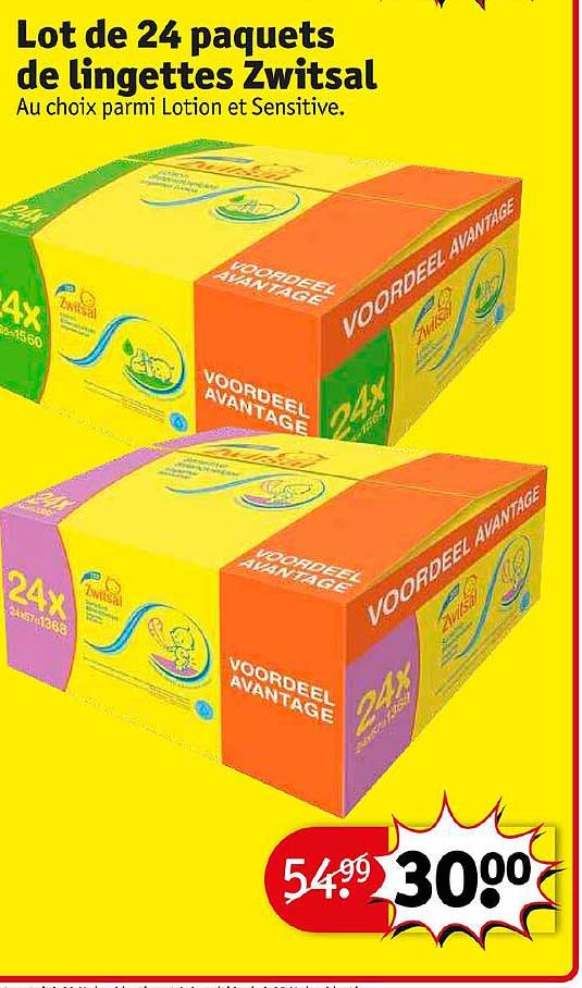 lot de 24 paquets de lingettes zwitsal