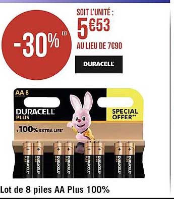 Lot De 8 Piles Aa Plus 100% Duracell