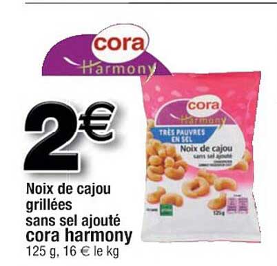 noix de cajou grillées sans sel ajouté cora harmony