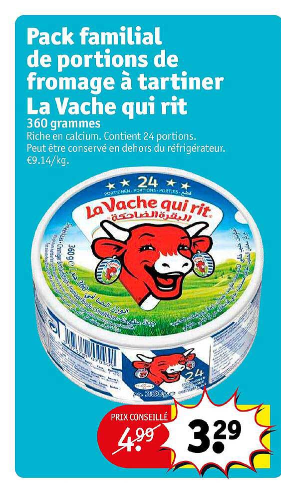 pack familial de portions de fromage à tartiner la vache qui rit