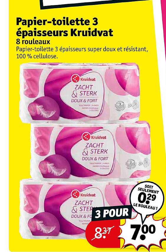 papier-toilette 3 épaisseurs kruidvat