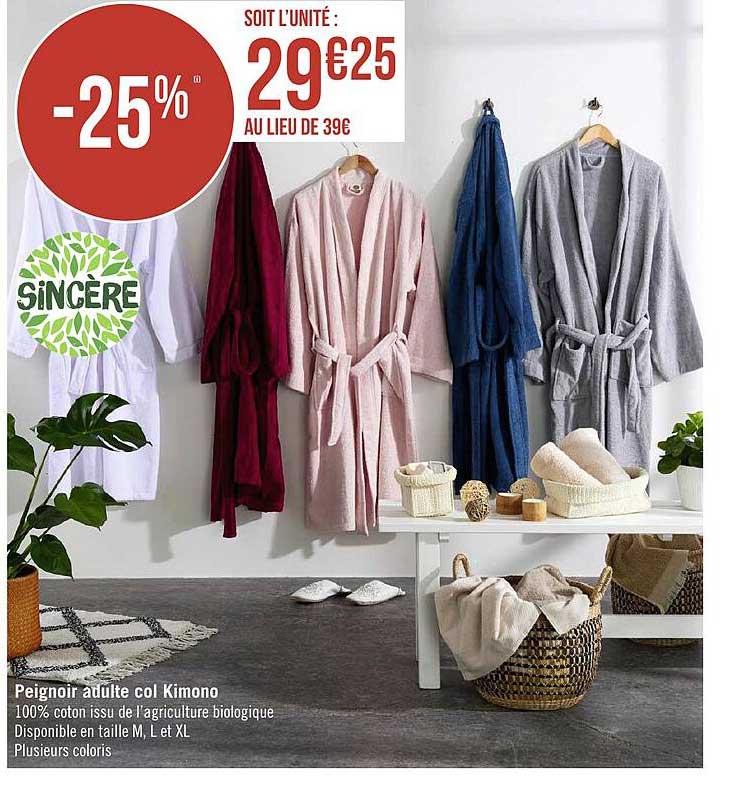 peignoir adulte col kimono sincère