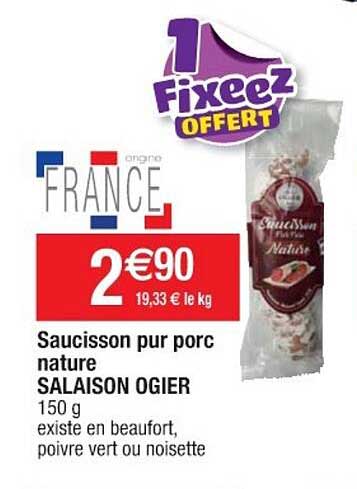 Saucisson Pur Porc Nature Salaison Ogier