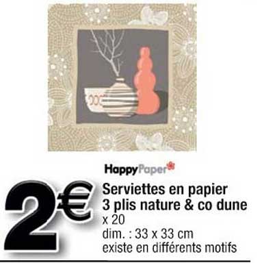serviettes en papier 3 plis nature & co dune happy paper