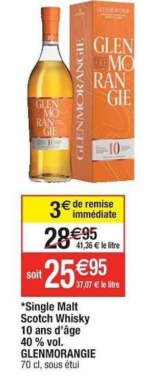 single malt scotch whisky 10 ans d'âge 40% vol. glenmorangie