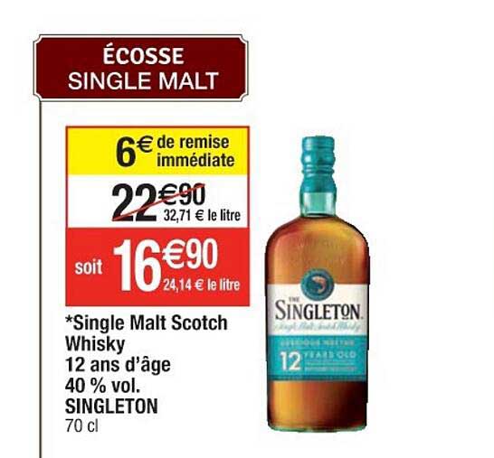 single malt scotch whisky 12 ans d'âge 40% vol. singleton
