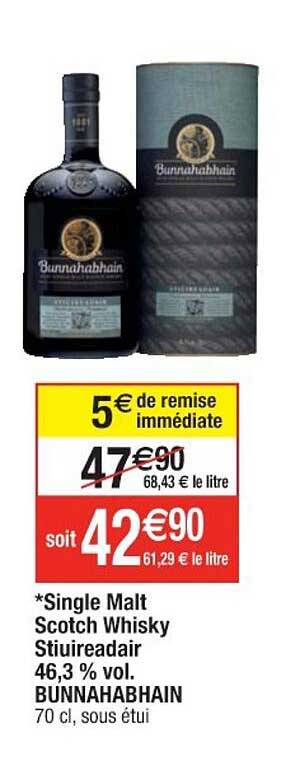 single malt scotch whisky stiuireadair 46,3% vol bunnahabhain