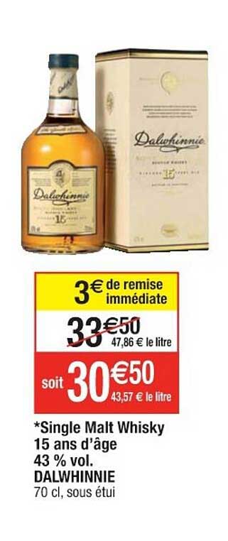 single malt whisky 15 ans d'âge 43% vol. dalwhinnie