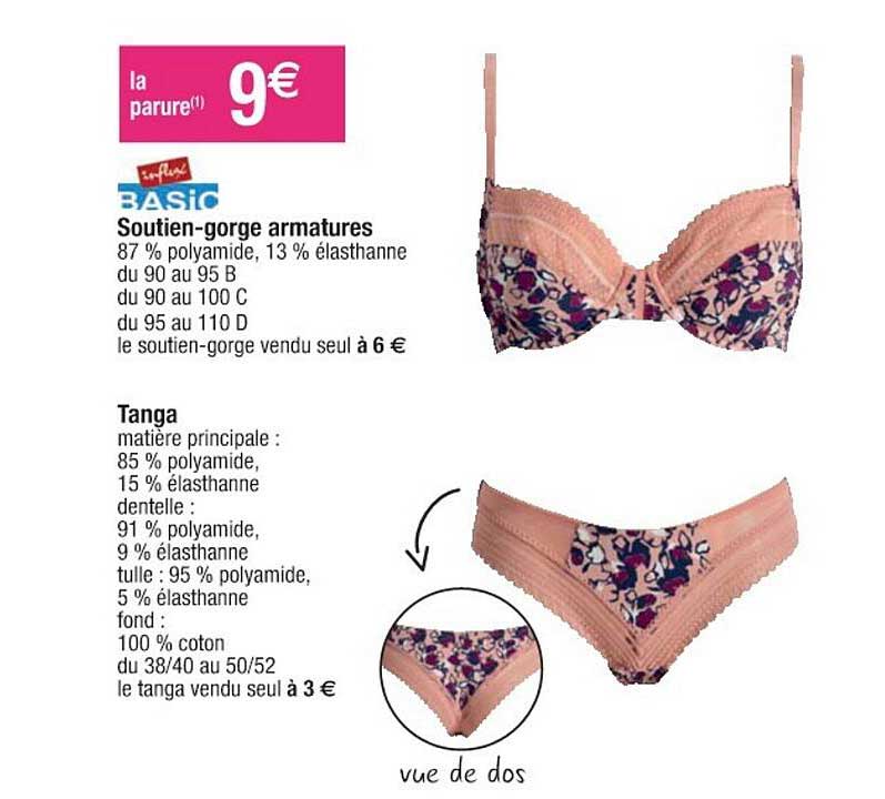 soutien-gorge armature, tanga influx basic
