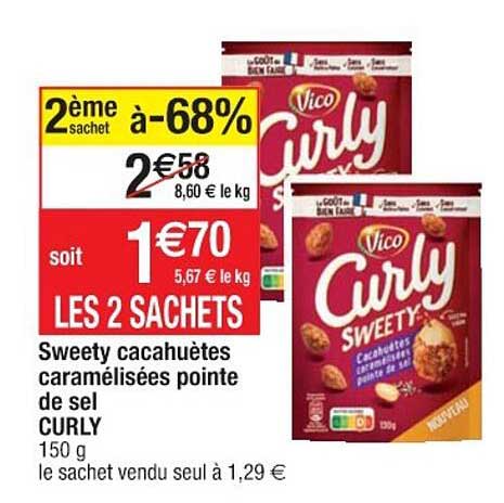 sweety cacahuètes caramélisées pointe de sel curly