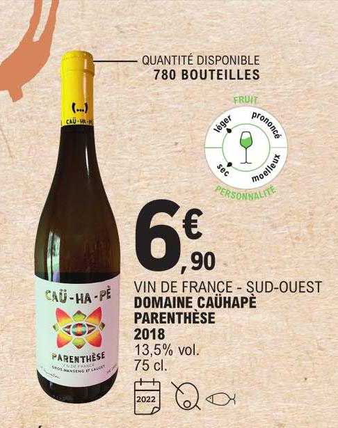 vin de france - sud-ouest domaine caühapè parenthèse 2018