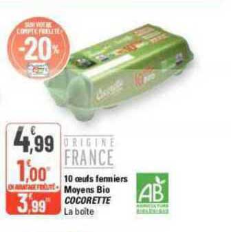 10 œufs fermiers moyens bio cocorette