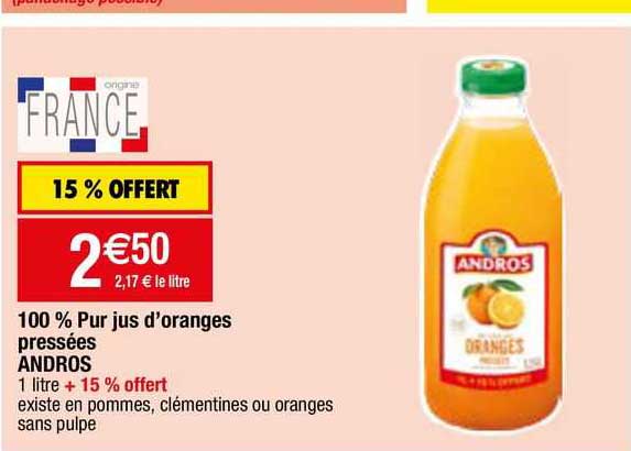100% pur jus d'oranges pressées andros