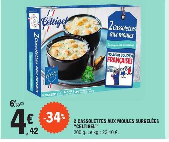 2 Cassolettes Aux Moules Surgelées Celtigel