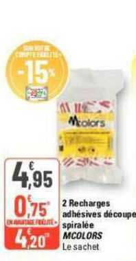 2 recharges adhésives découpes spiralée mcolors