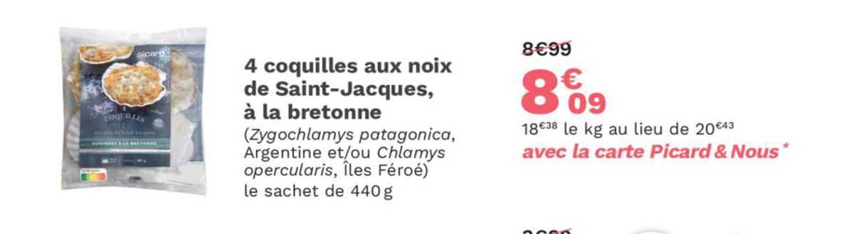4 coquilles aux noix de saint-jacques, à la bretonne