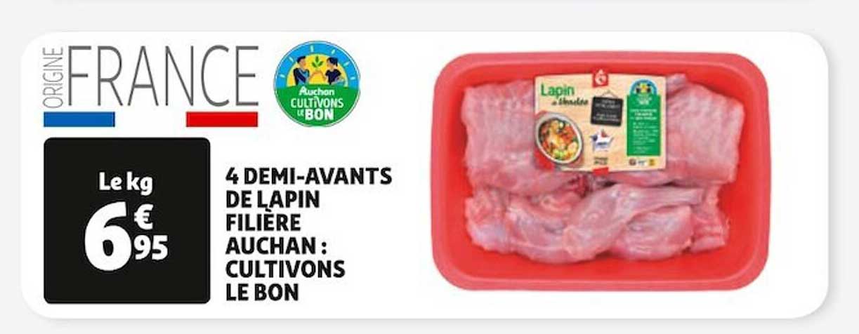 4 demi-avants de lapin filière auchan "cultivons le bon"
