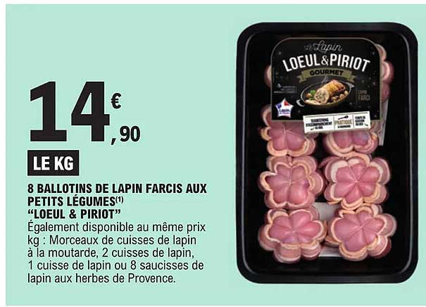 8 ballotins de lapin farcis aux petits légumes "loeul & piriot"