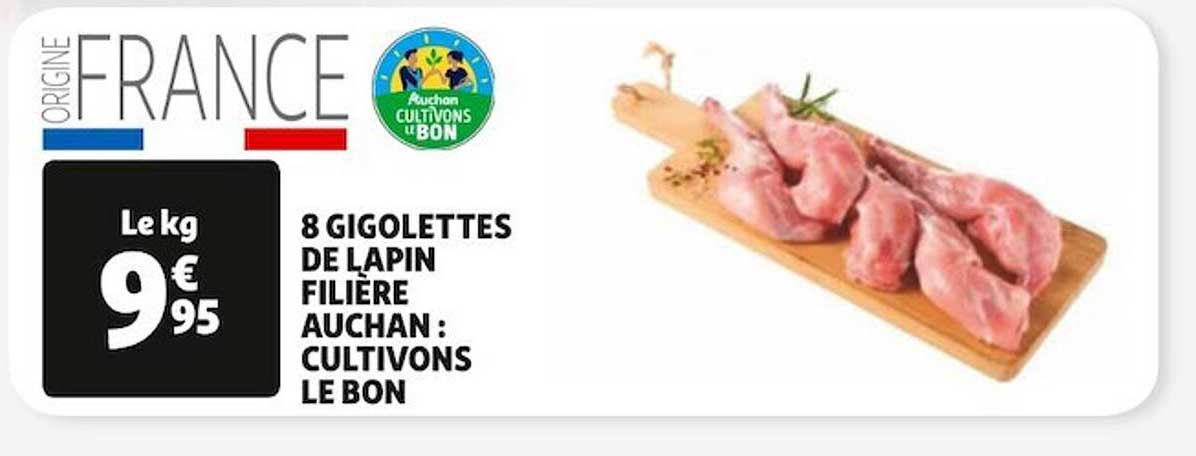 8 gigolettes de lapin filière auchan "cultivons le bon"