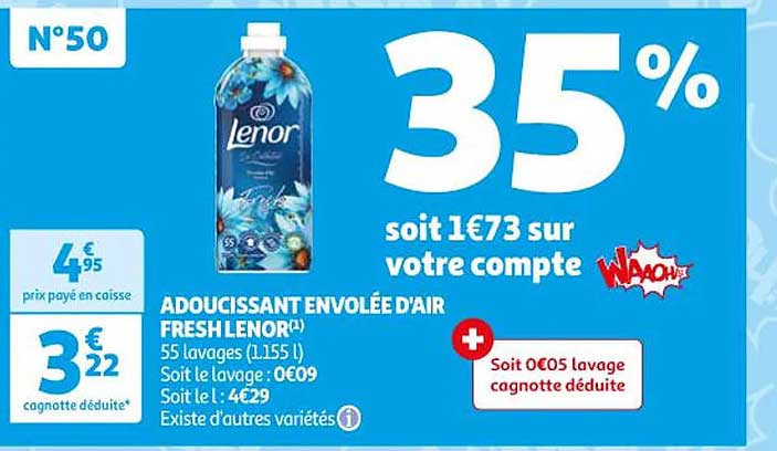 adoucissant envolée d'air fresh lenor