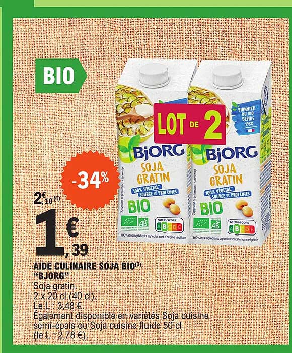 aide culinaire soja bio "bjorg"