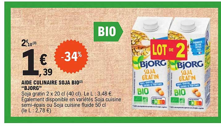 aide culinaire soja bio "bjorg"