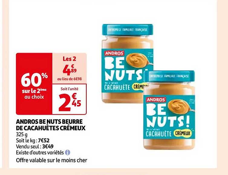 andros be nuts beurre de cacahuètes crémeux