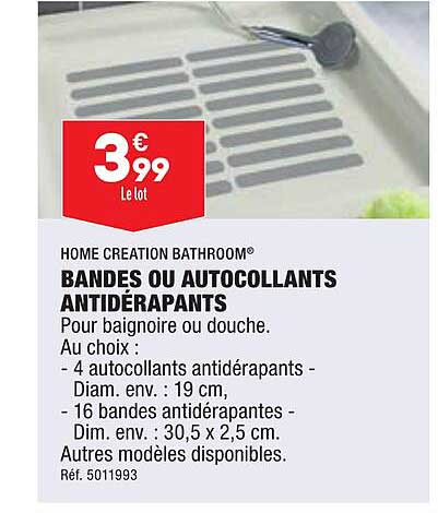 bandes ou autocollants antidérapants home création bathroom