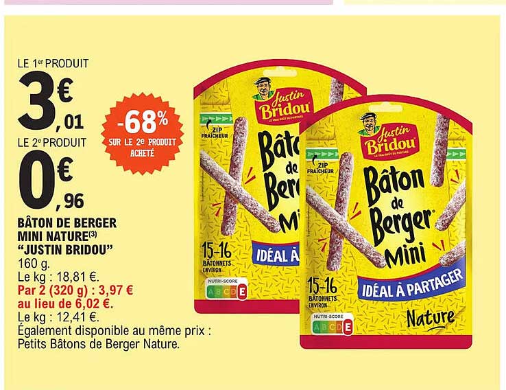 bâton de berger mini nature "justin bridou"