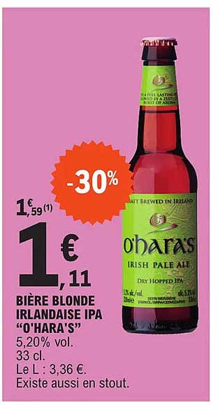 bière blonde irlandaise ipa "o'hara's"