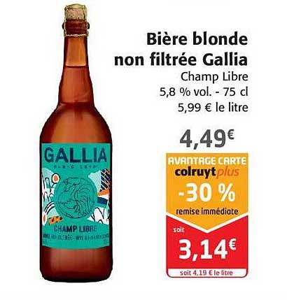 bière blonde non filtrée gallia