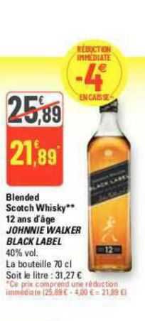 blended scotch whisky 12 ans d'âge johnnie walker black label