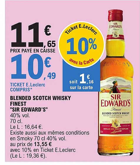 blended scotch whisky finest "sir edward's"