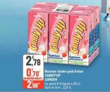 boisson lactée goût fraise candy'up candia