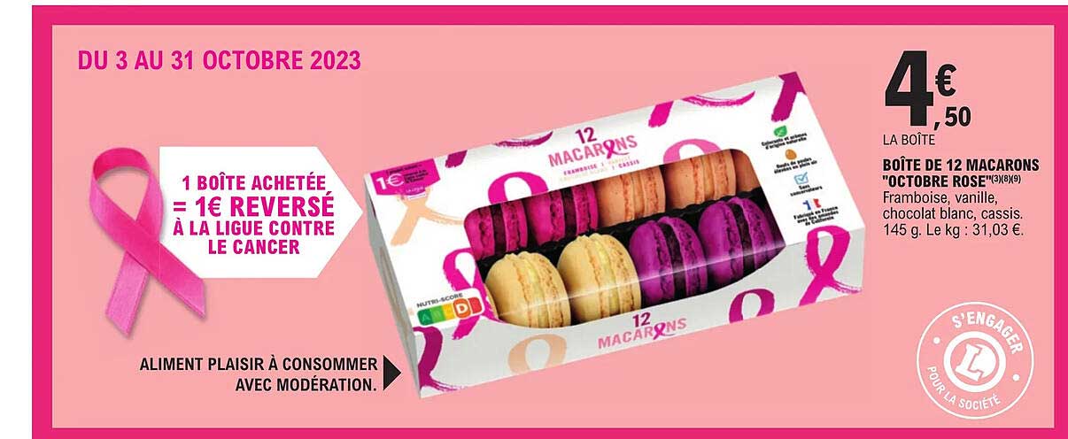 boîte de 12 macarons "octobre rose"