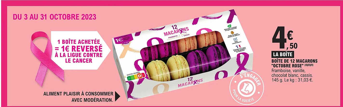 boîte de 12 macarons "octobre rose"