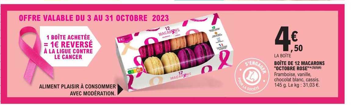 boîte de 12 macarons "octobre rose"