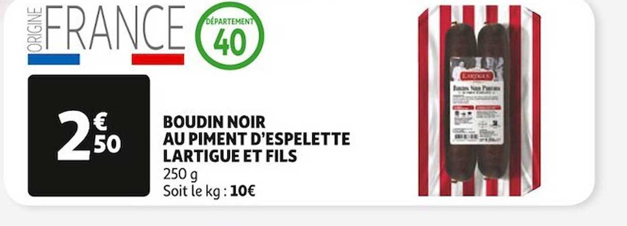 boudin noir au piment d'espelette lartigue et fils