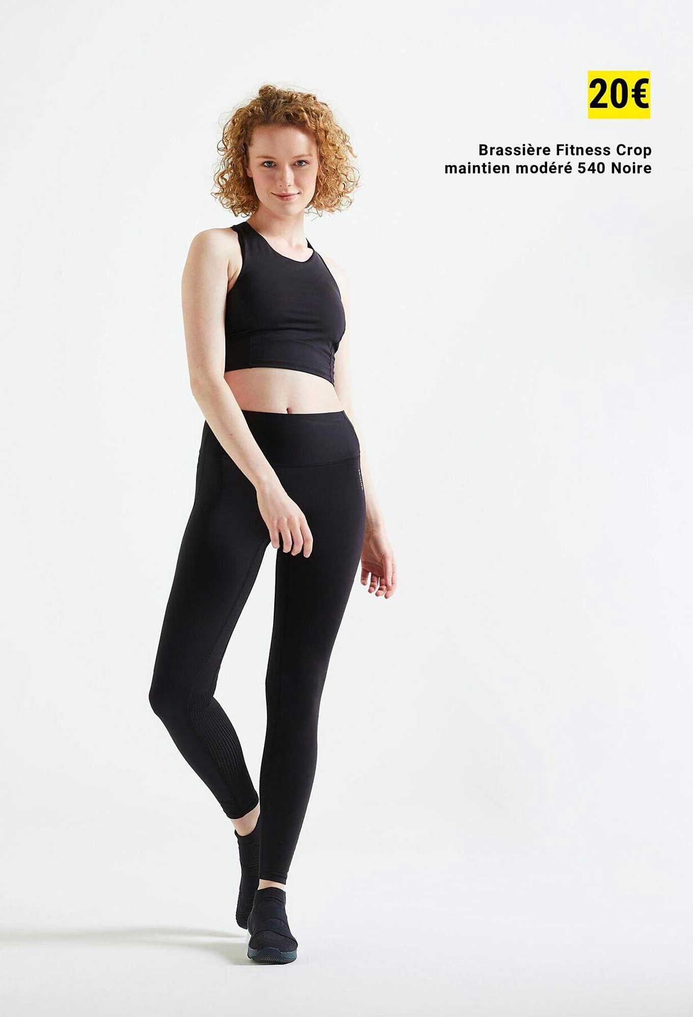 brassière fitness crop maintien modéré 540 noir