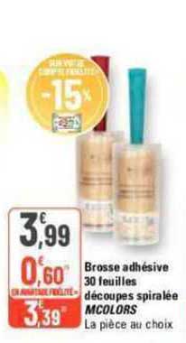 brosse adhésive 30 feuilles découpes spiralée mcolors